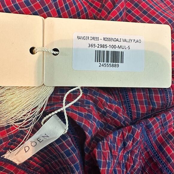 DÔEN Ranger Belted Organic Cotton Midi Dress Rossendale Valley Plaid Size Small - Picture 6 of 15